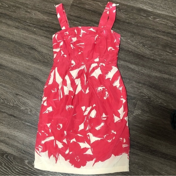 Banana Republic Dresses & Skirts - Banana Republic Pink White Floral Silk Cotton Strapless Dress Size 0